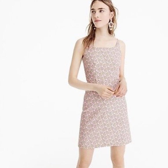 NWOT J. Crew Umbrella Parasol Pink Jacquard Stretch Mini Dress - Picture 1 of 13